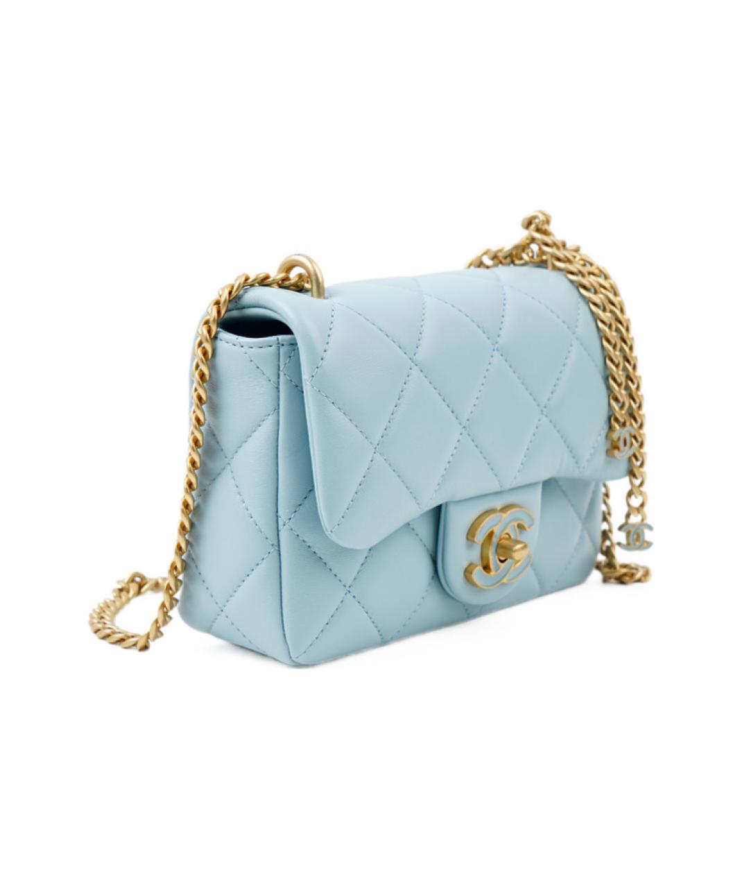 CHANEL Голубая кожаная сумка через плечо, фото 2