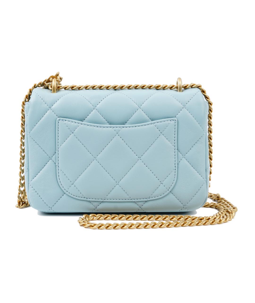 CHANEL Голубая кожаная сумка через плечо, фото 3