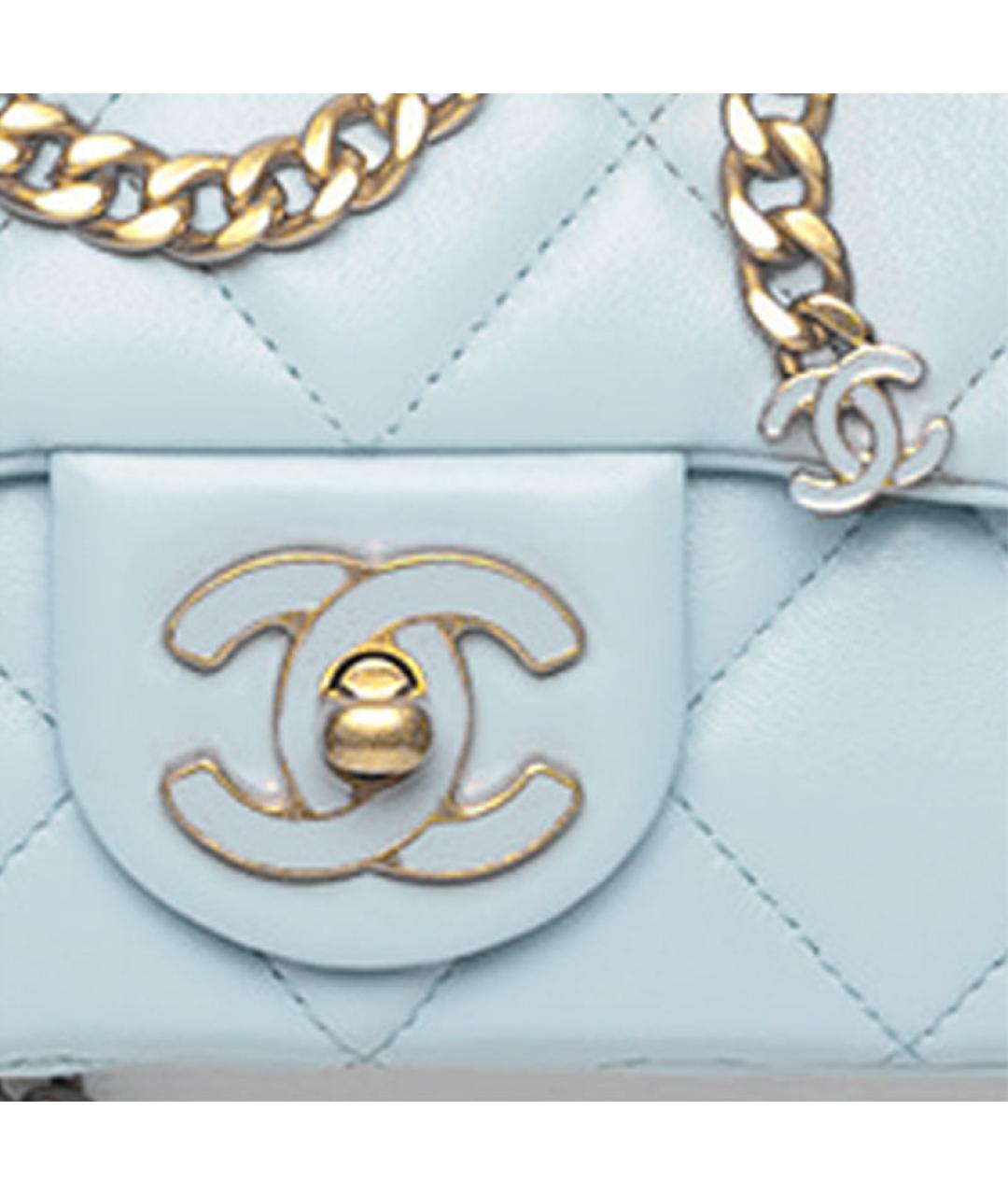 CHANEL Голубая кожаная сумка через плечо, фото 4