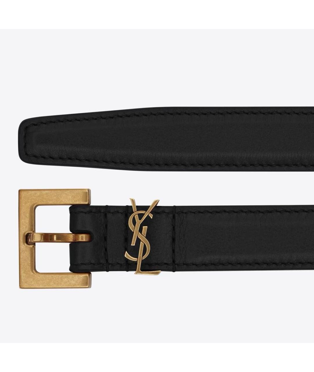 SAINT LAURENT Черный кожаный ремень, фото 2