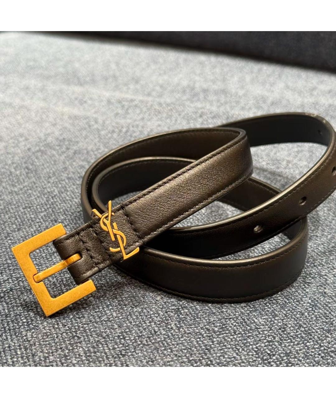 SAINT LAURENT Черный кожаный ремень, фото 3