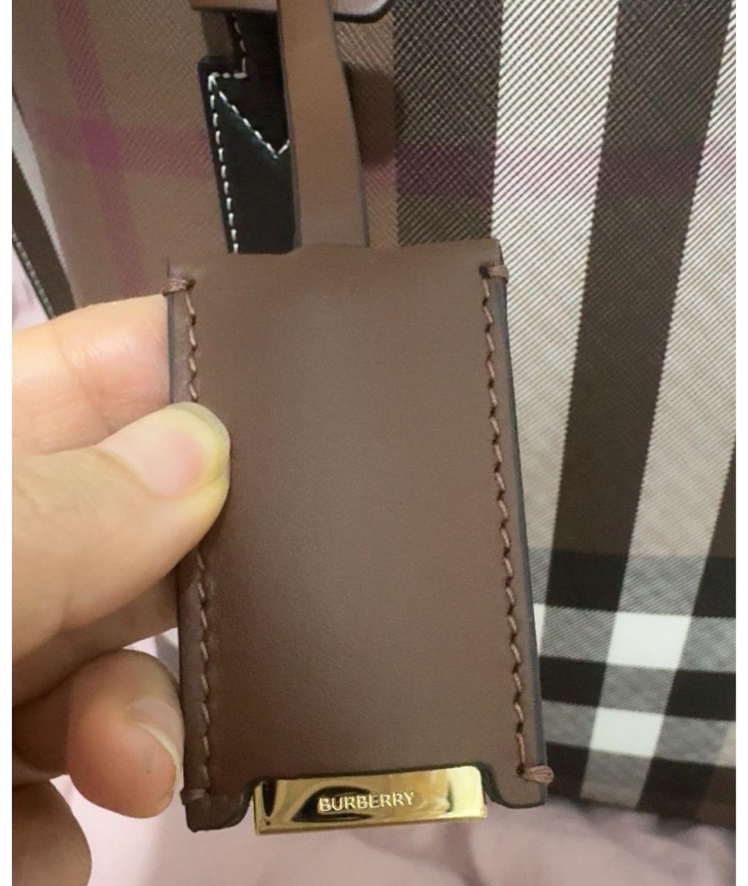 BURBERRY Коричневая тканевая сумка тоут, фото 7