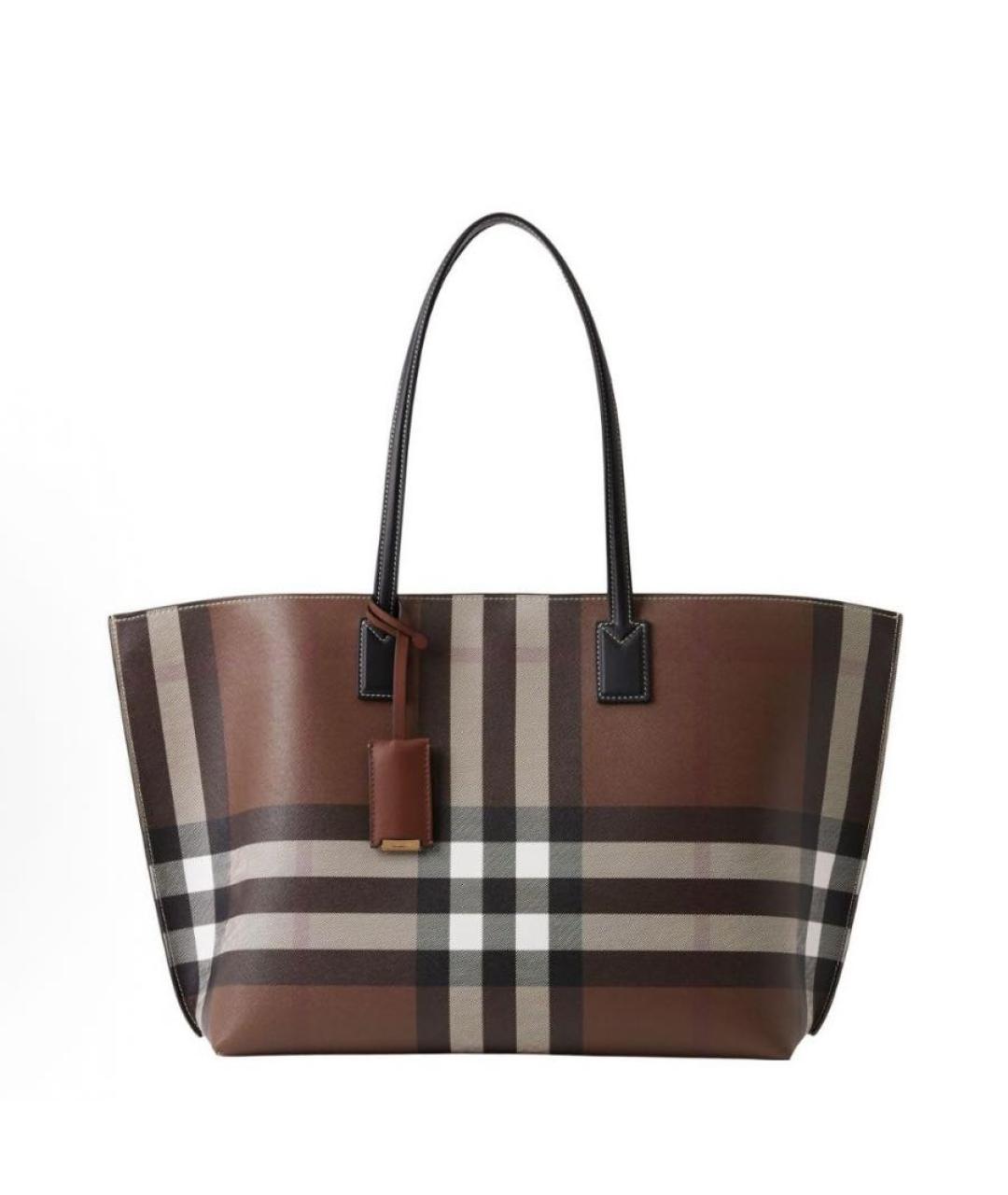 BURBERRY Коричневая тканевая сумка тоут, фото 8