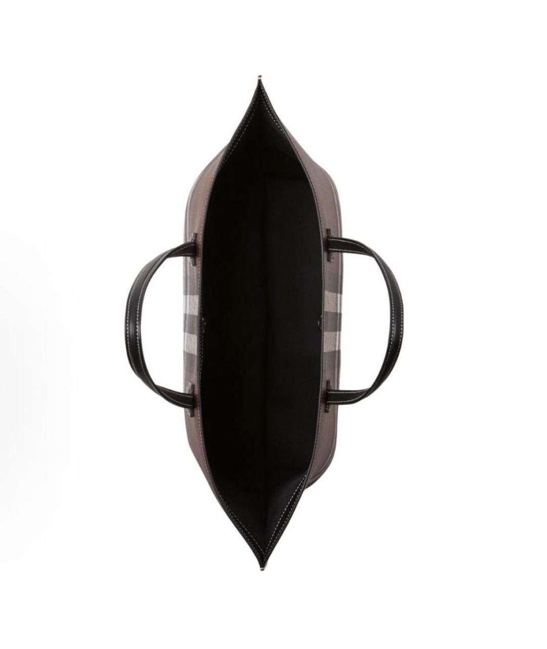 BURBERRY Коричневая тканевая сумка тоут, фото 4