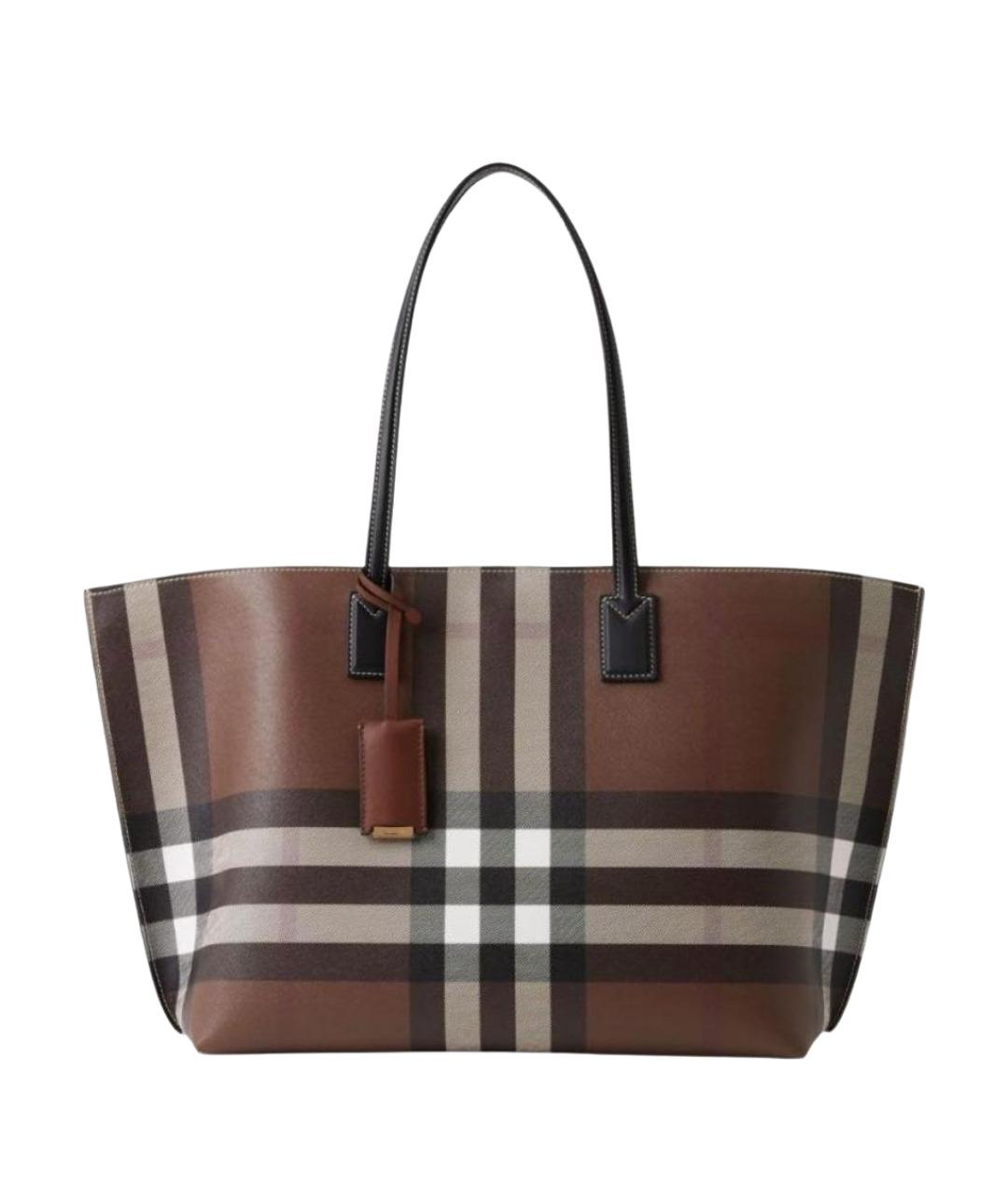 BURBERRY Коричневая тканевая сумка тоут, фото 1