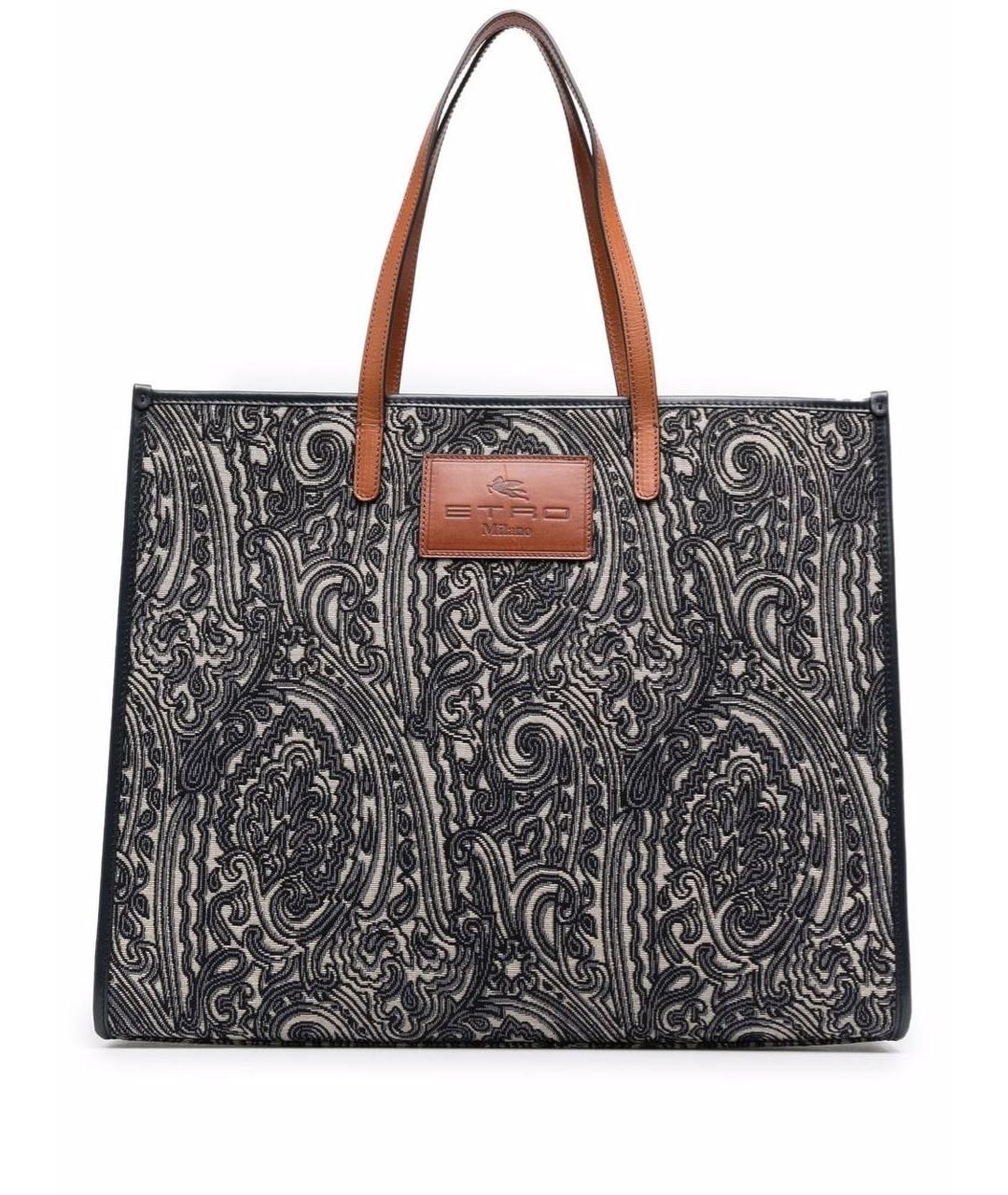 ETRO Темно-синяя жаккардовая сумка тоут, фото 1