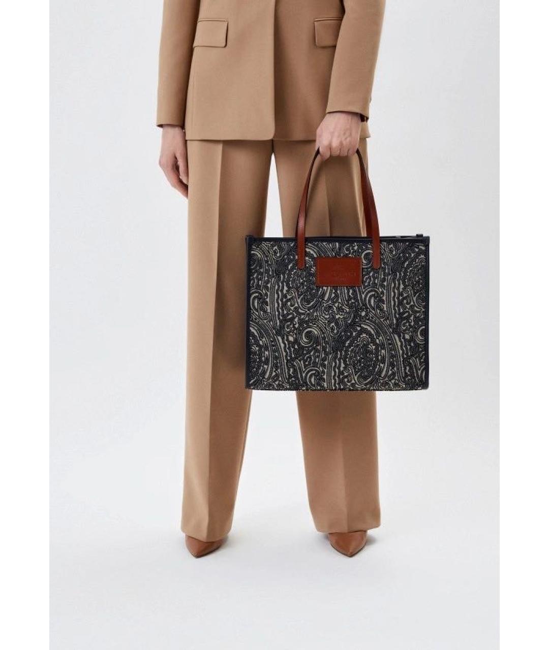 ETRO Темно-синяя жаккардовая сумка тоут, фото 6