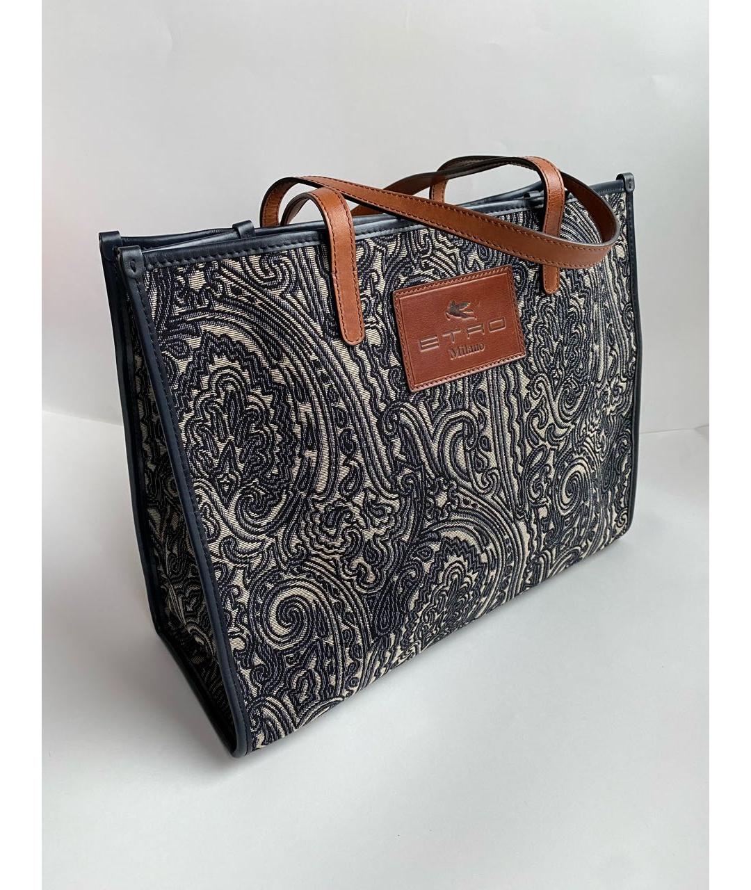 ETRO Темно-синяя жаккардовая сумка тоут, фото 2