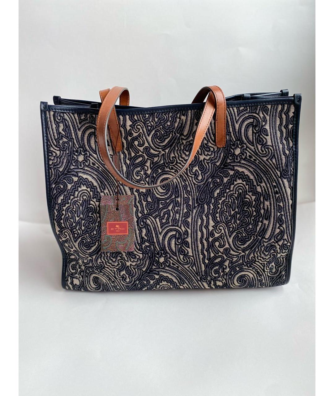 ETRO Темно-синяя жаккардовая сумка тоут, фото 3