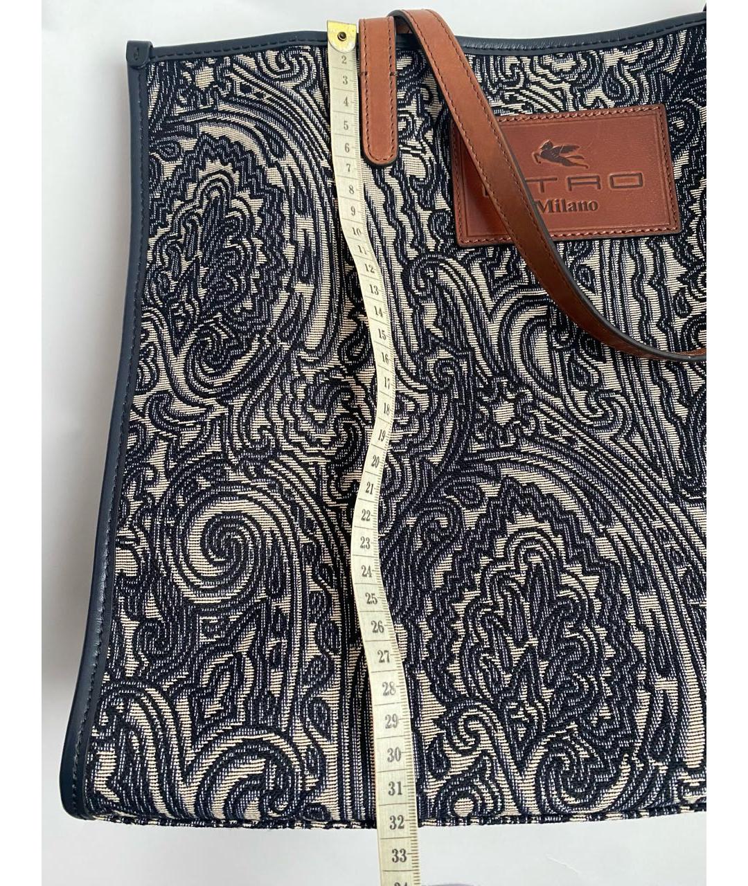 ETRO Темно-синяя жаккардовая сумка тоут, фото 5