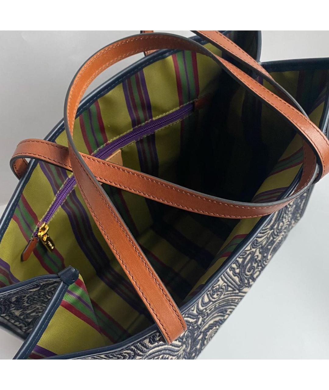 ETRO Темно-синяя жаккардовая сумка тоут, фото 4