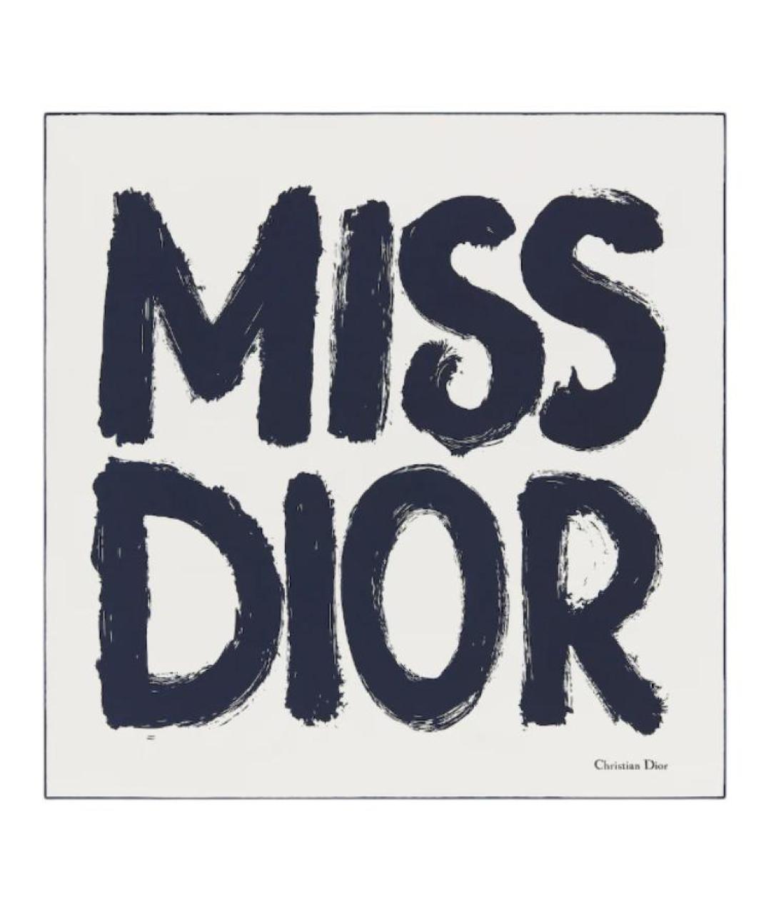 CHRISTIAN DIOR Белый шелковый шарф, фото 1