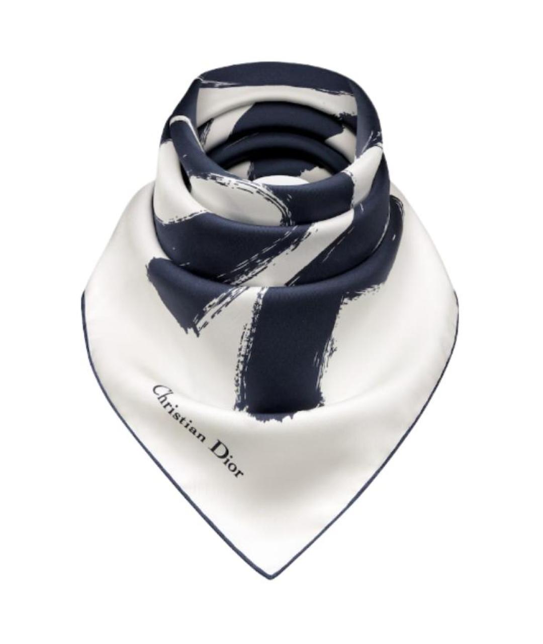 CHRISTIAN DIOR Белый шелковый шарф, фото 2
