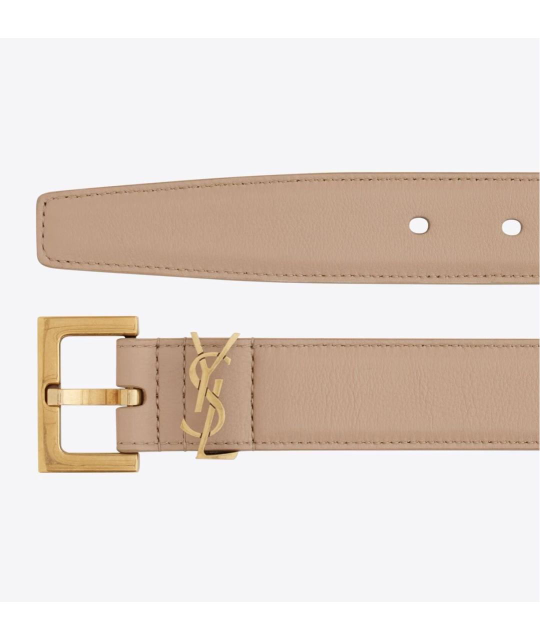 SAINT LAURENT Белый кожаный ремень, фото 2