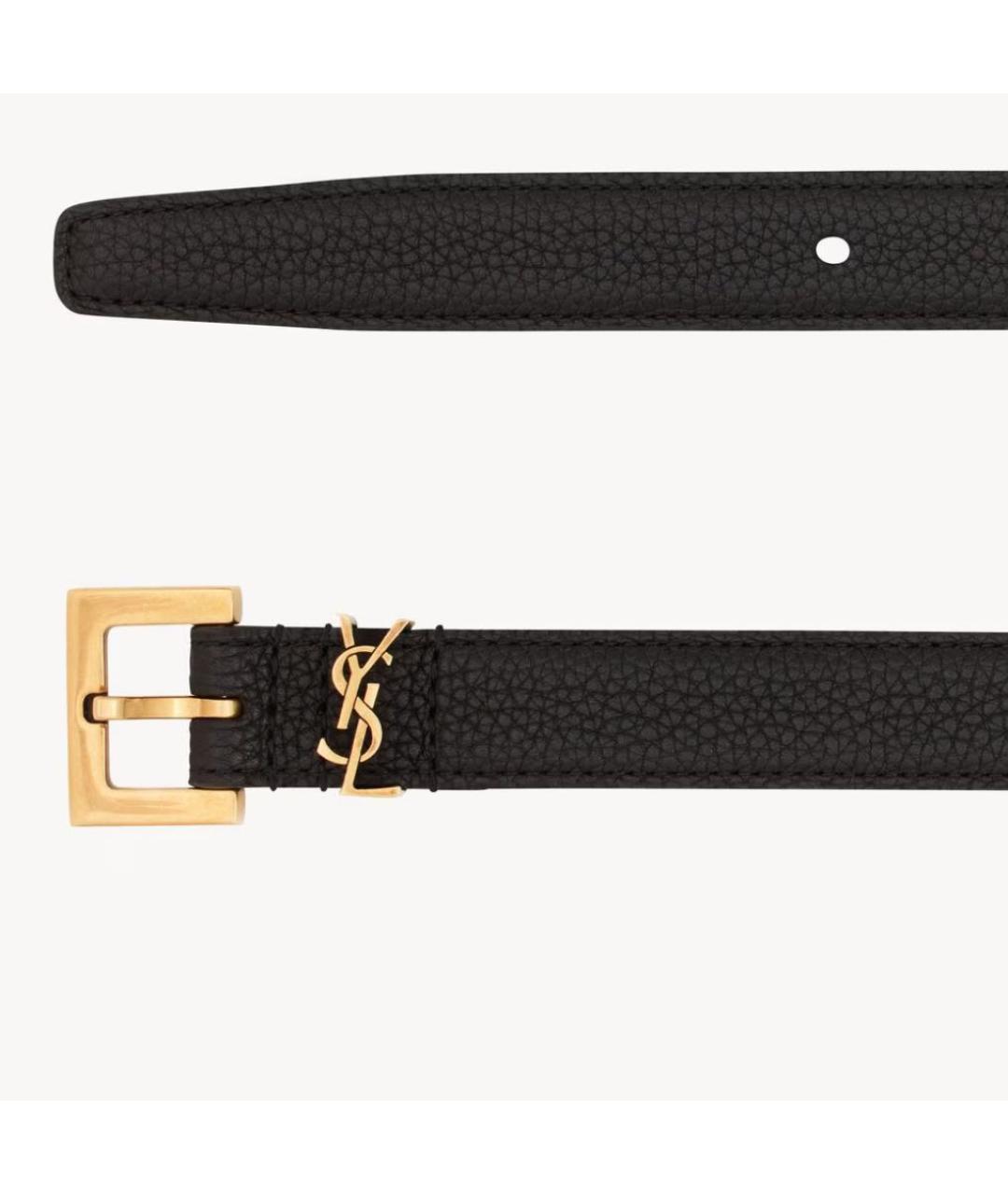SAINT LAURENT Черный кожаный ремень, фото 2
