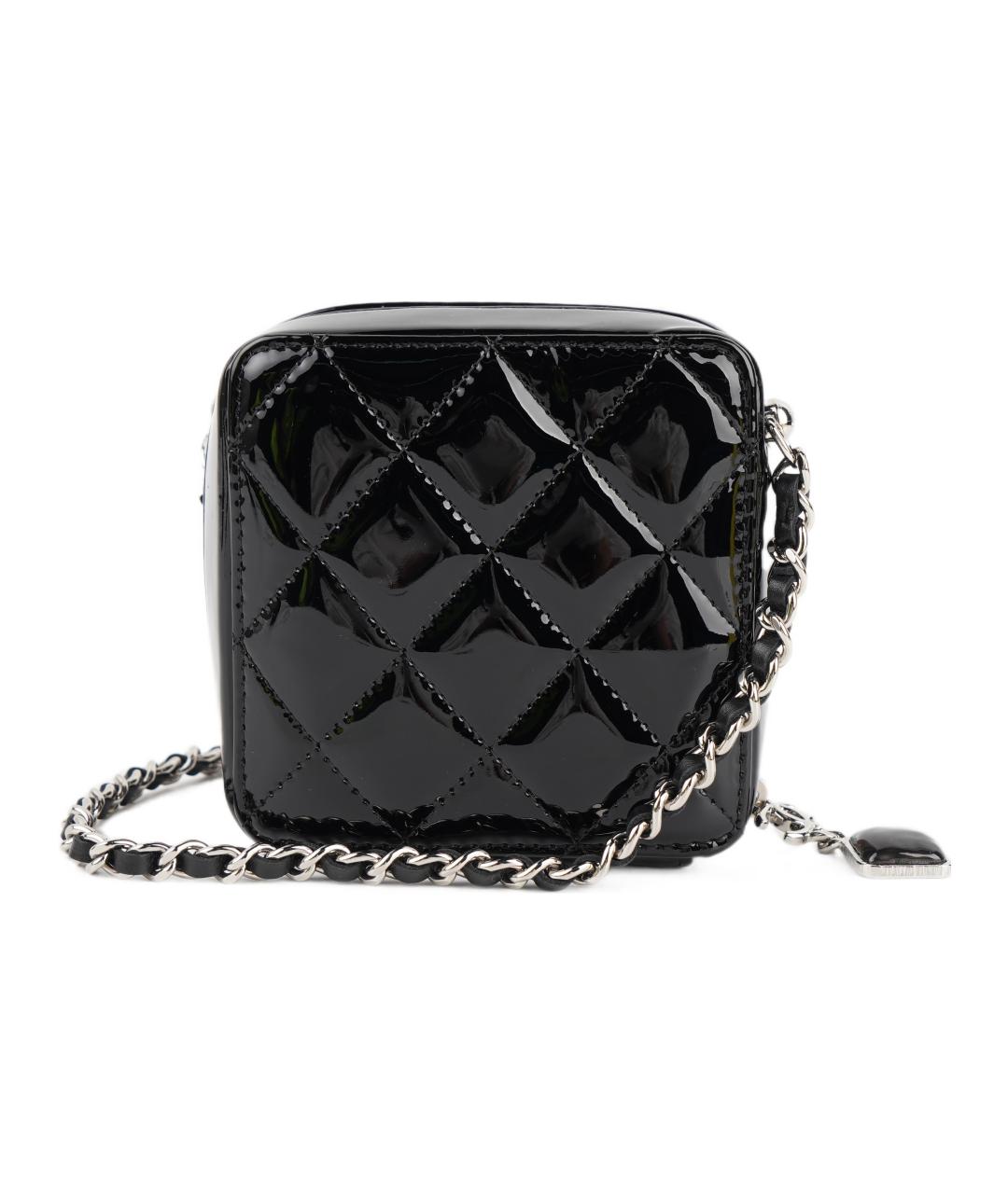 CHANEL Черная сумка через плечо из лакированной кожи, фото 4