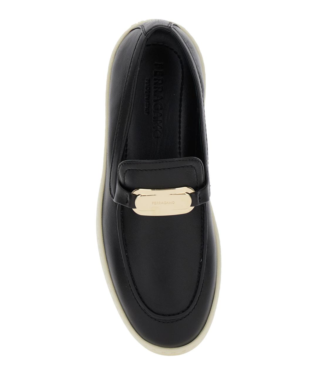FERRAGAMO Черные кожаные лоферы, фото 3