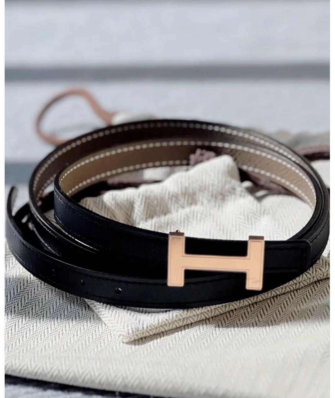 HERMES Черный кожаный ремень, фото 3