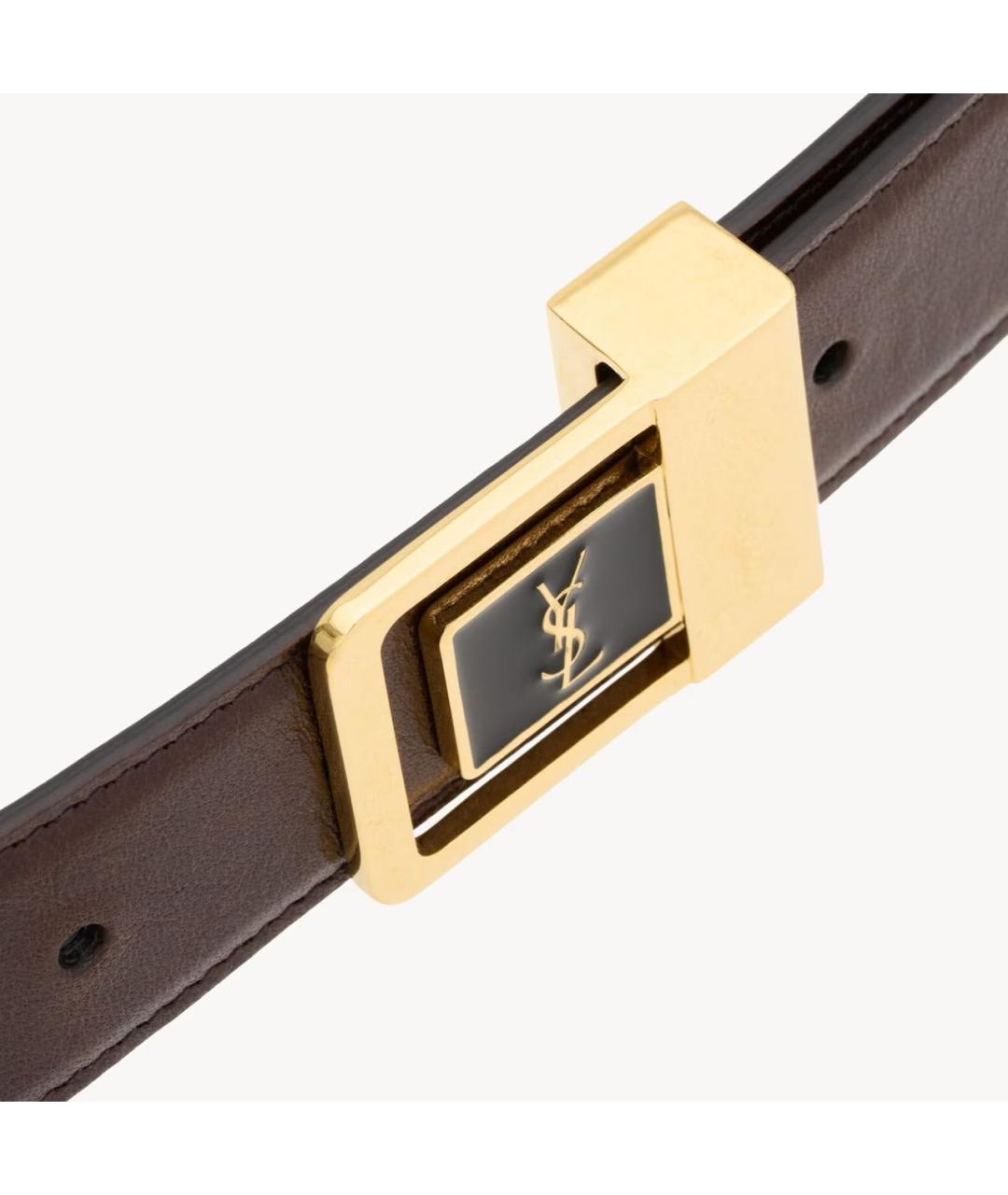 SAINT LAURENT Коричневый кожаный ремень, фото 3