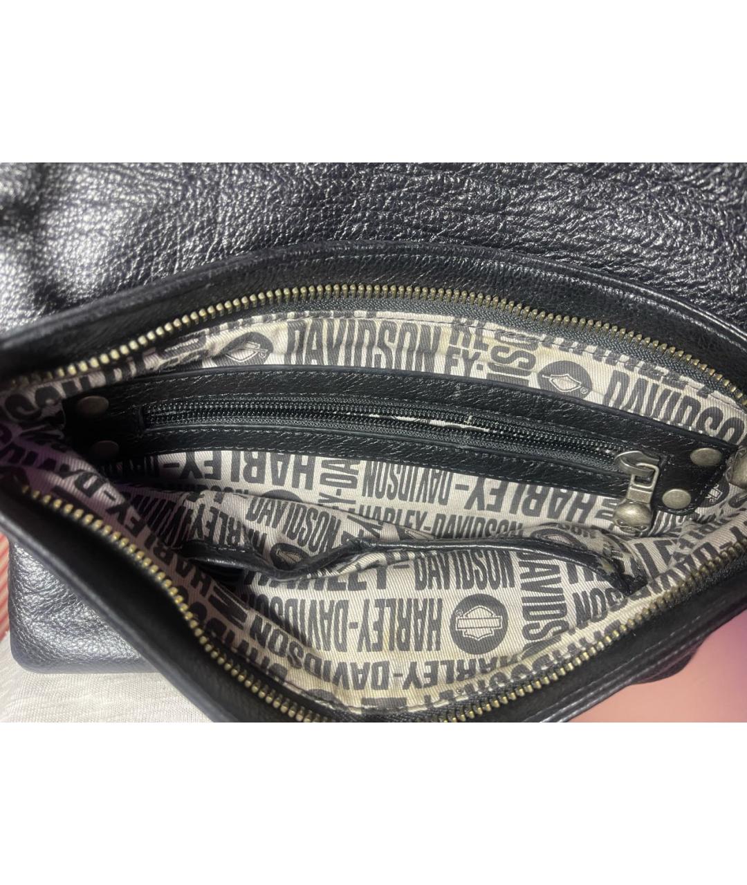Harley Davidson Черная кожаная сумка через плечо, фото 3