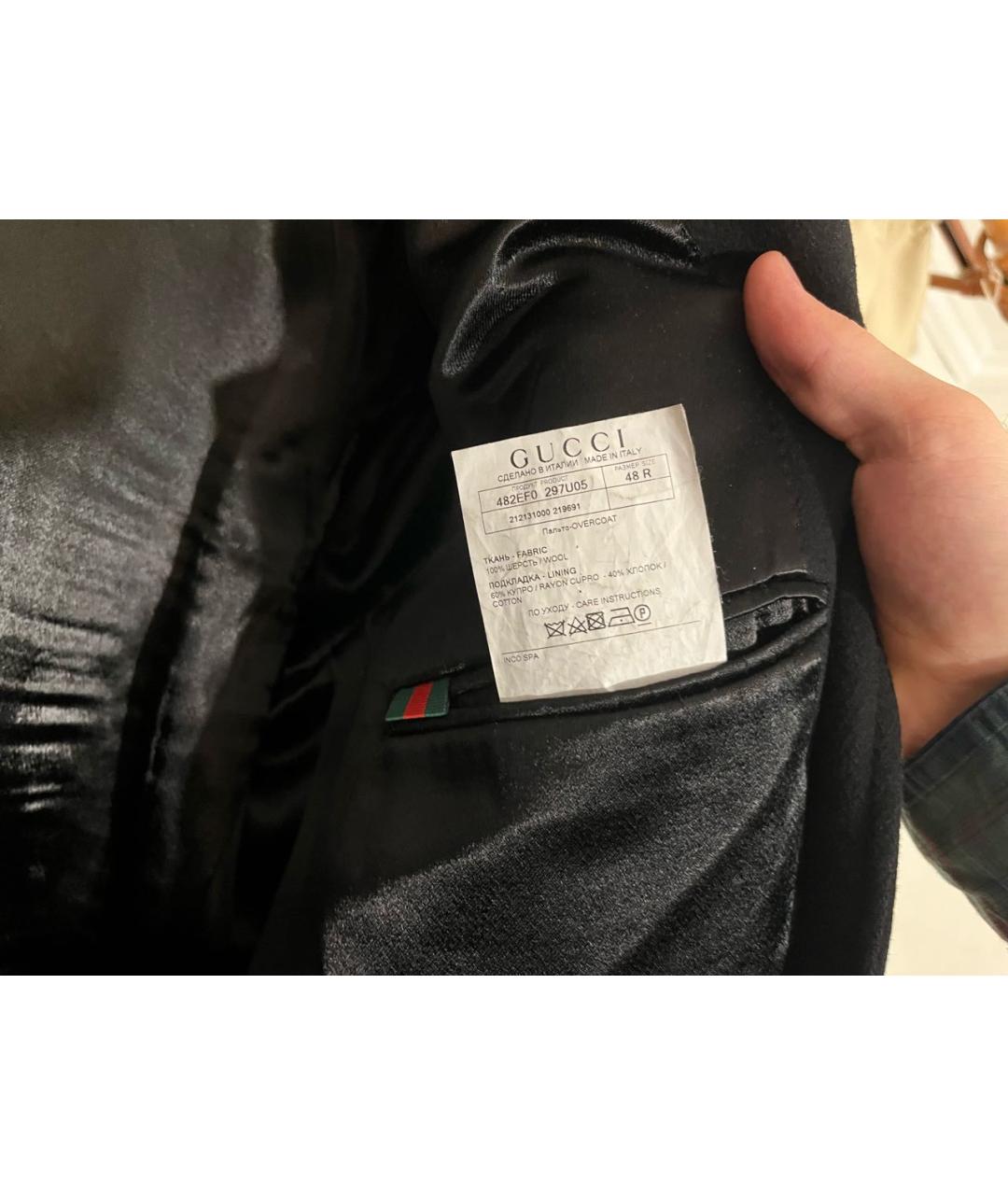 GUCCI Черное шерстяное пальто, фото 7