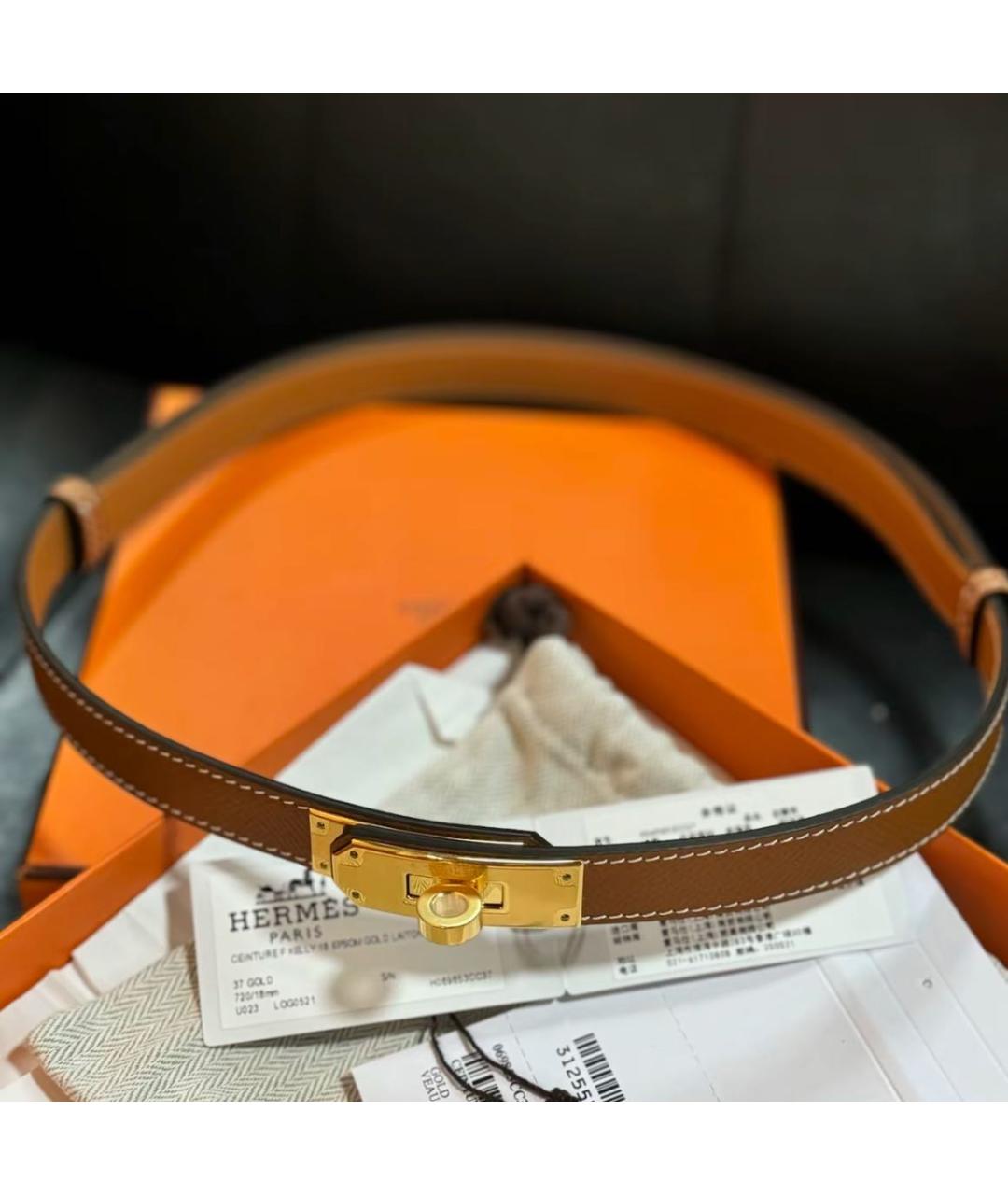 HERMES Коричневый кожаный ремень, фото 3