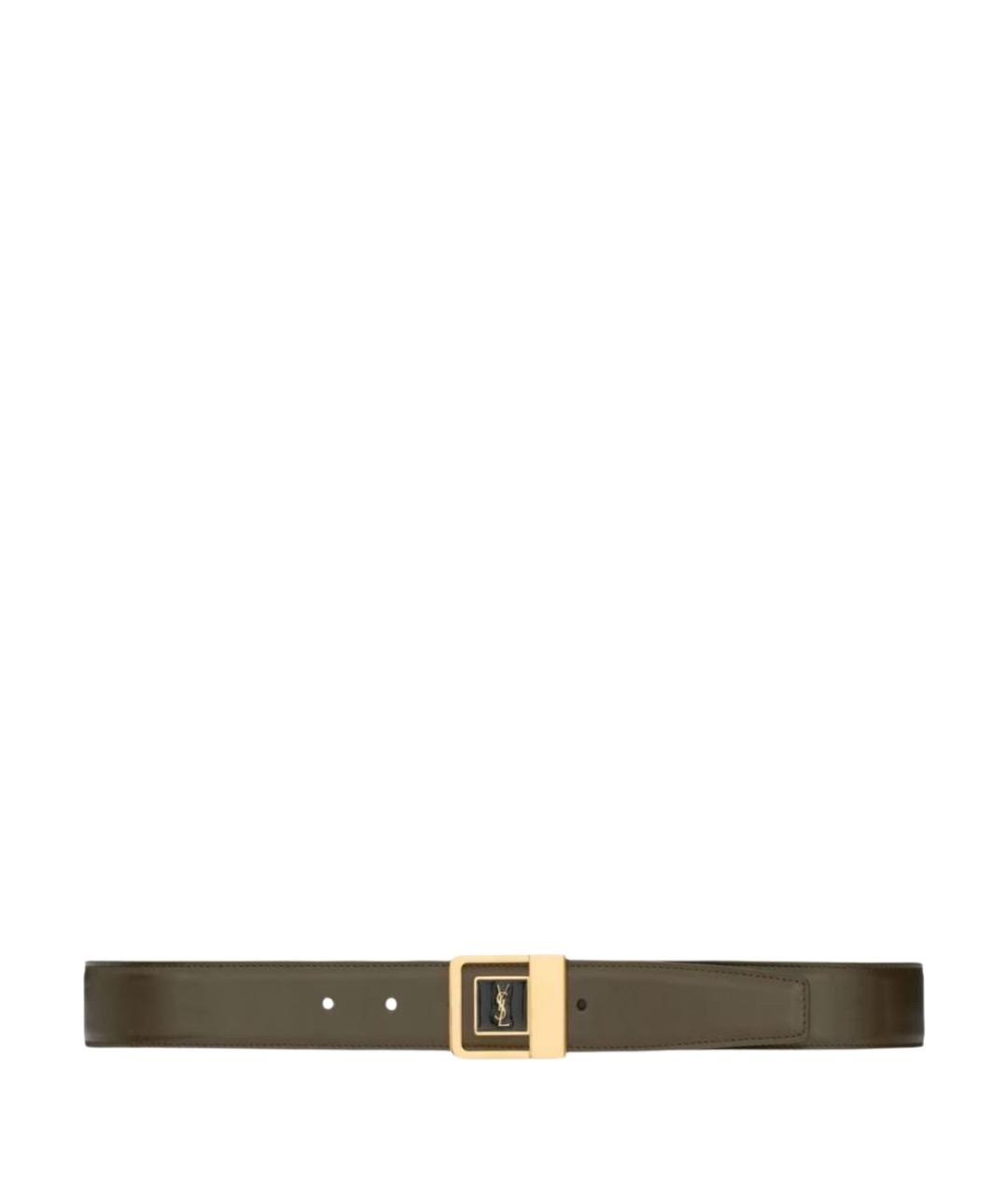SAINT LAURENT Хаки кожаный ремень, фото 1