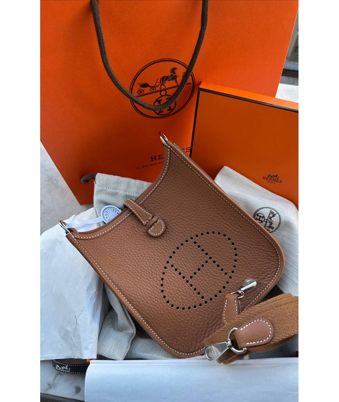 HERMES Коричневая кожаная сумка через плечо, фото 3