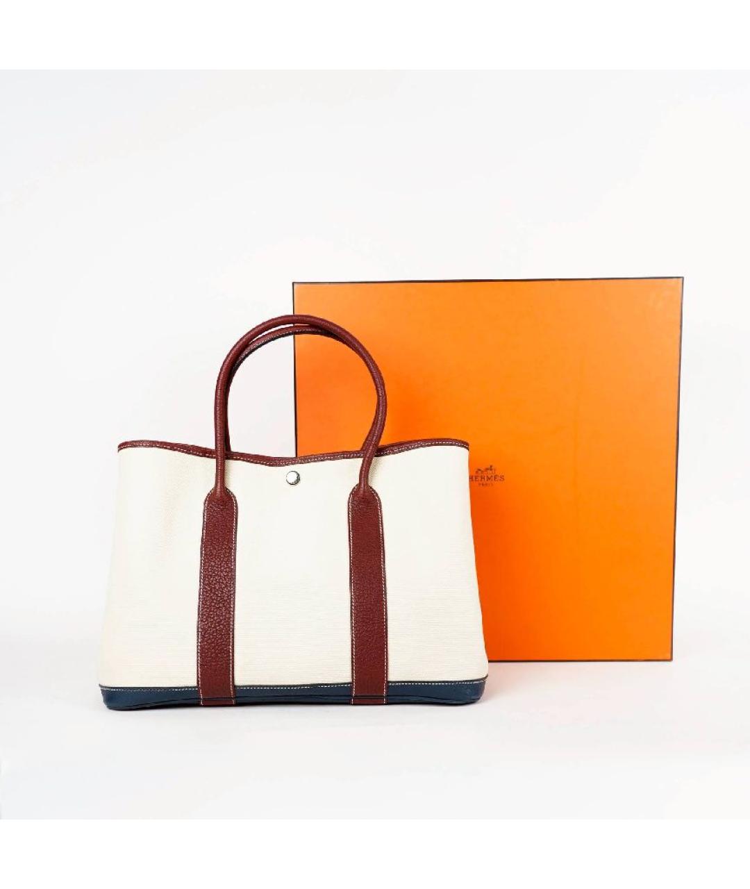 HERMES Белая кожаная сумка с короткими ручками, фото 2