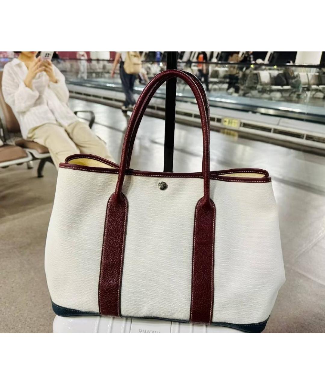 HERMES Белая кожаная сумка с короткими ручками, фото 9