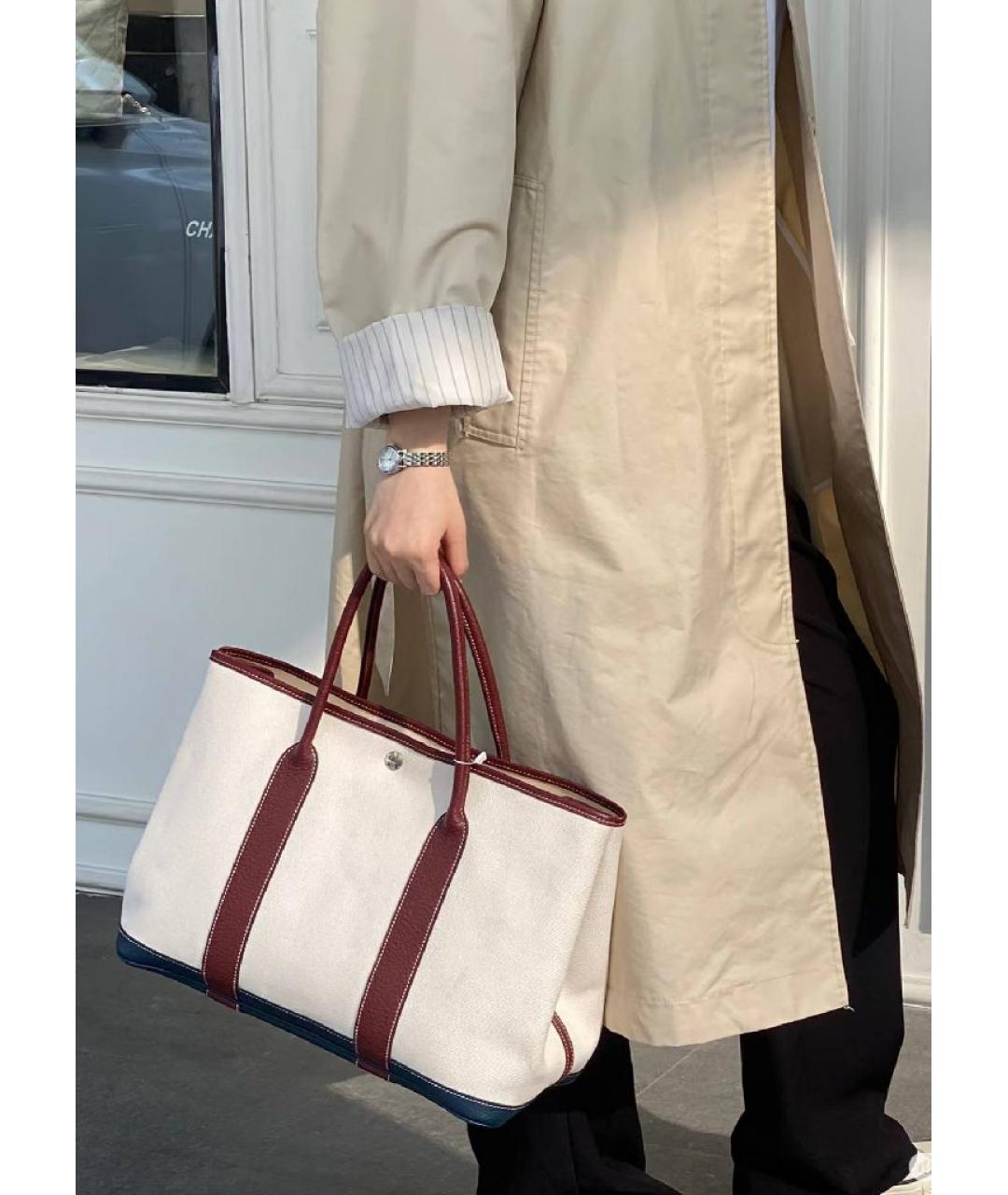 HERMES Белая кожаная сумка с короткими ручками, фото 8