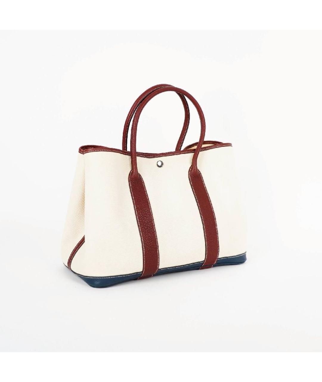 HERMES Белая кожаная сумка с короткими ручками, фото 4