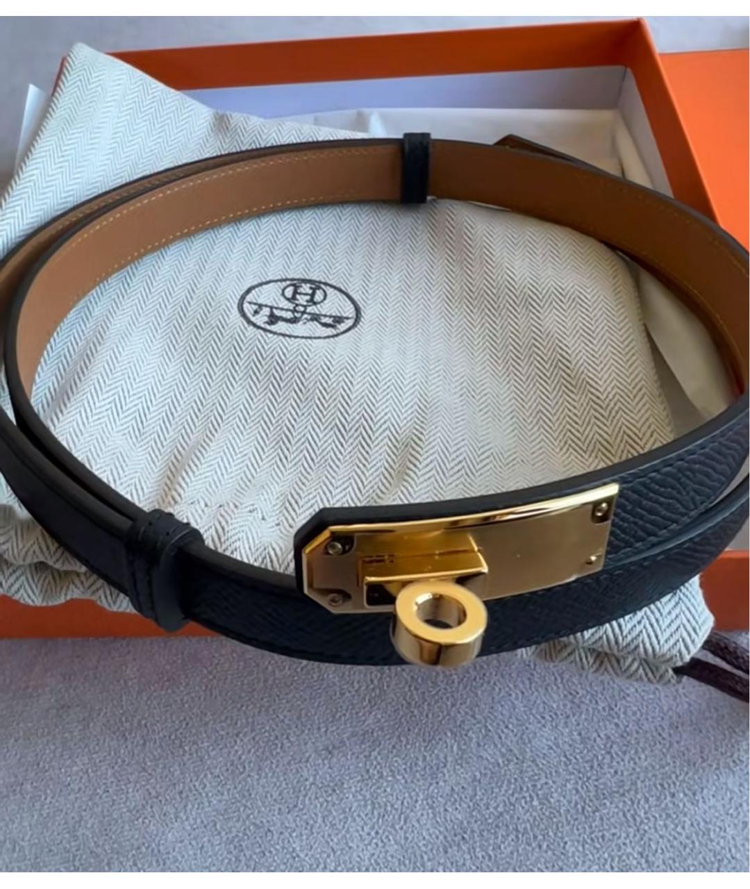 HERMES Черный кожаный ремень, фото 3