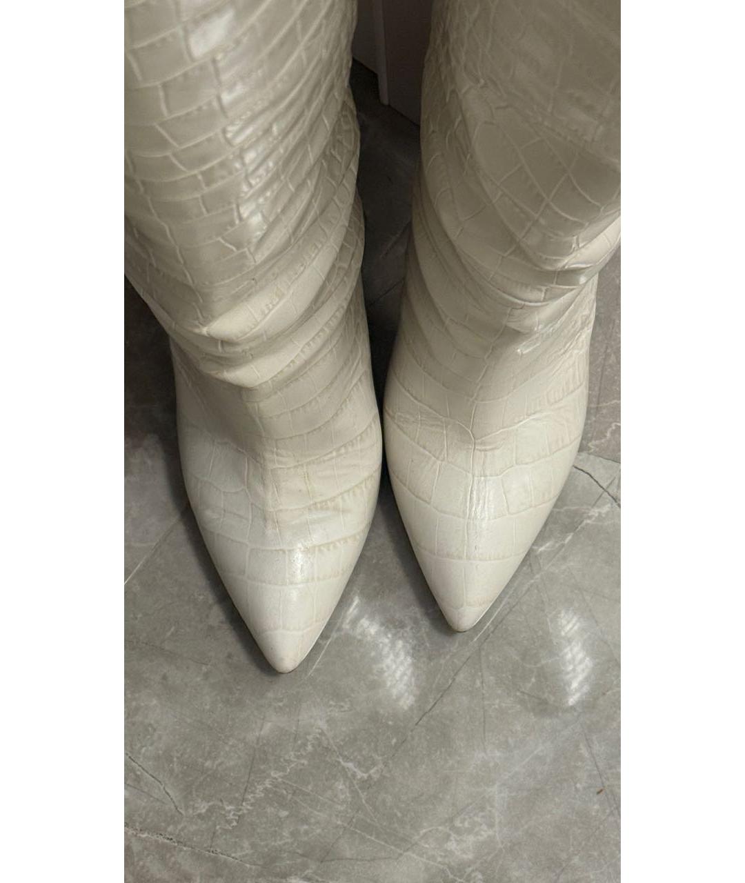 PARIS TEXAS Белые кожаные сапоги, фото 3