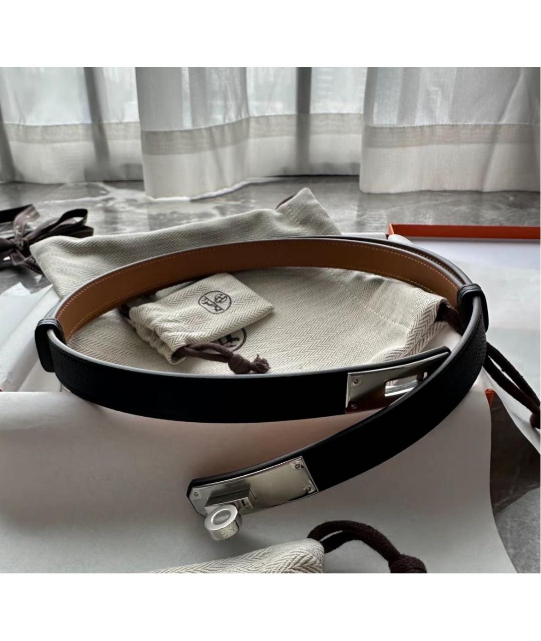 HERMES Черный кожаный ремень, фото 3