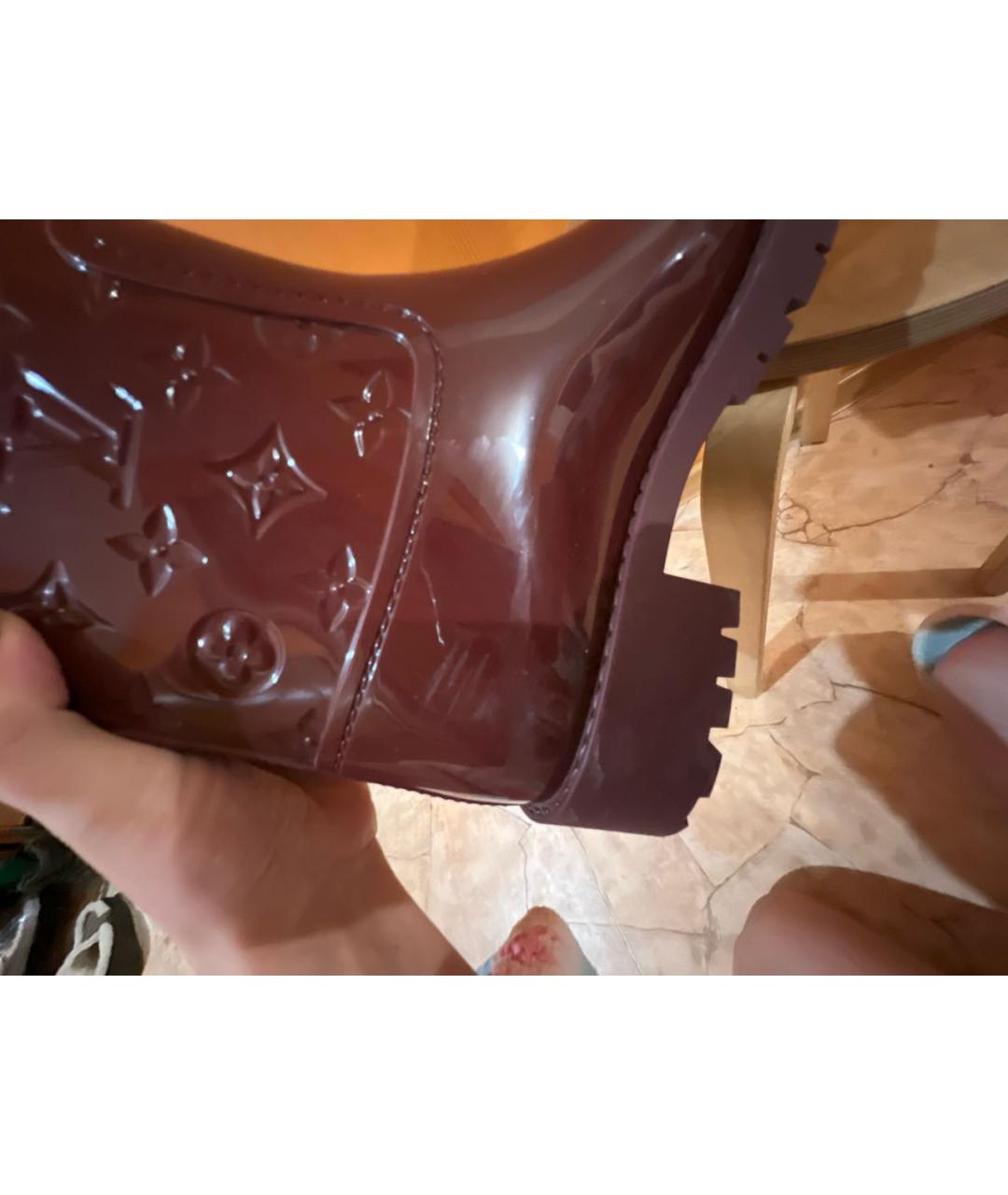 LOUIS VUITTON Бордовые резиновые сапоги, фото 6