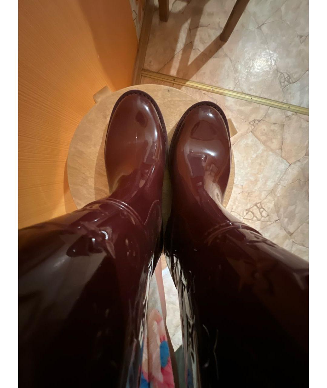 LOUIS VUITTON Бордовые резиновые сапоги, фото 3