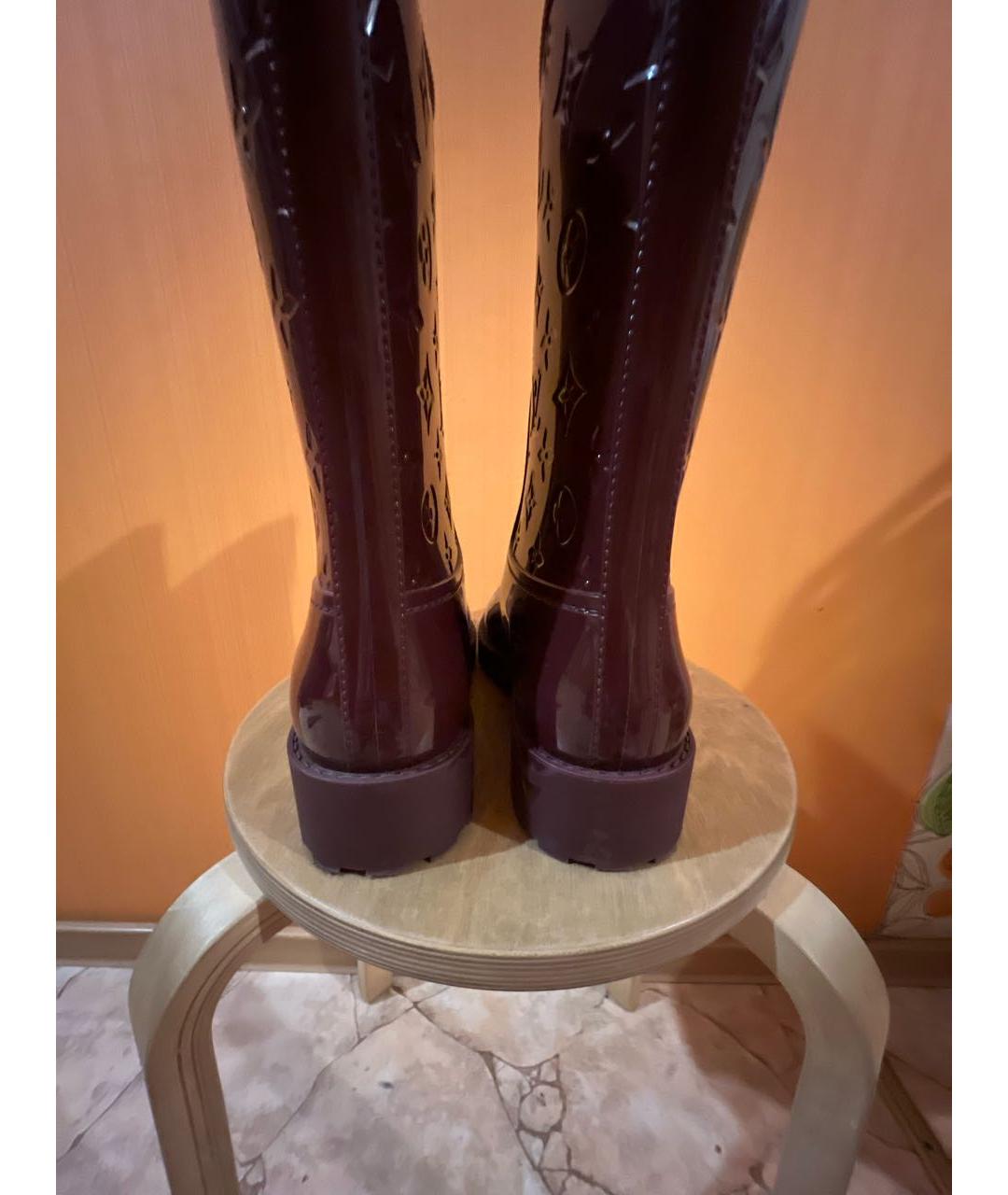 LOUIS VUITTON Бордовые резиновые сапоги, фото 4