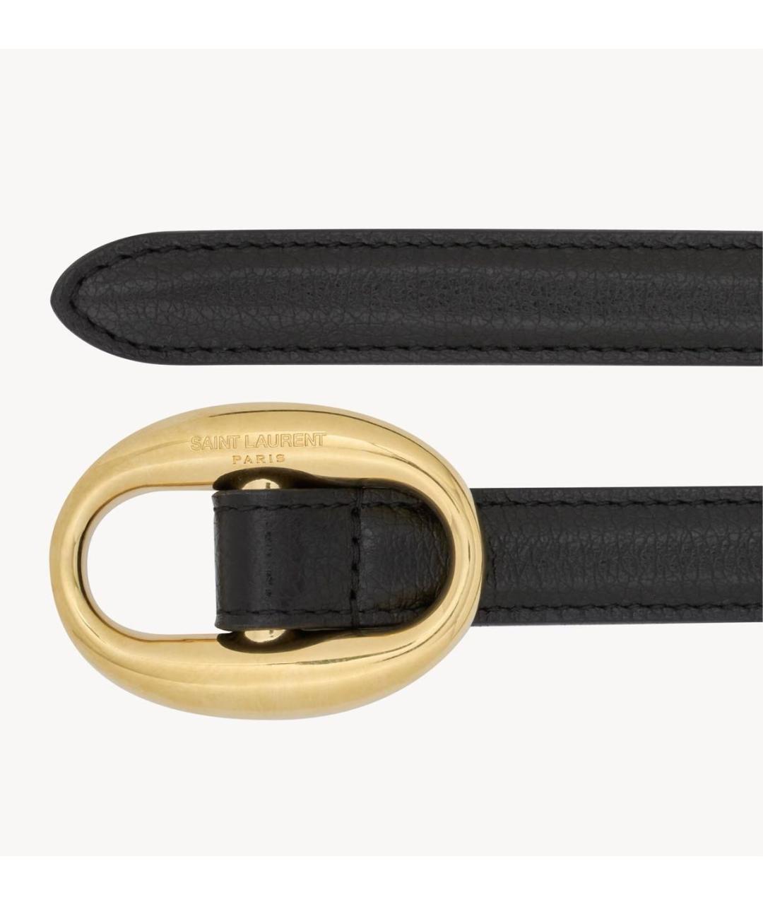 SAINT LAURENT Черный кожаный ремень, фото 2