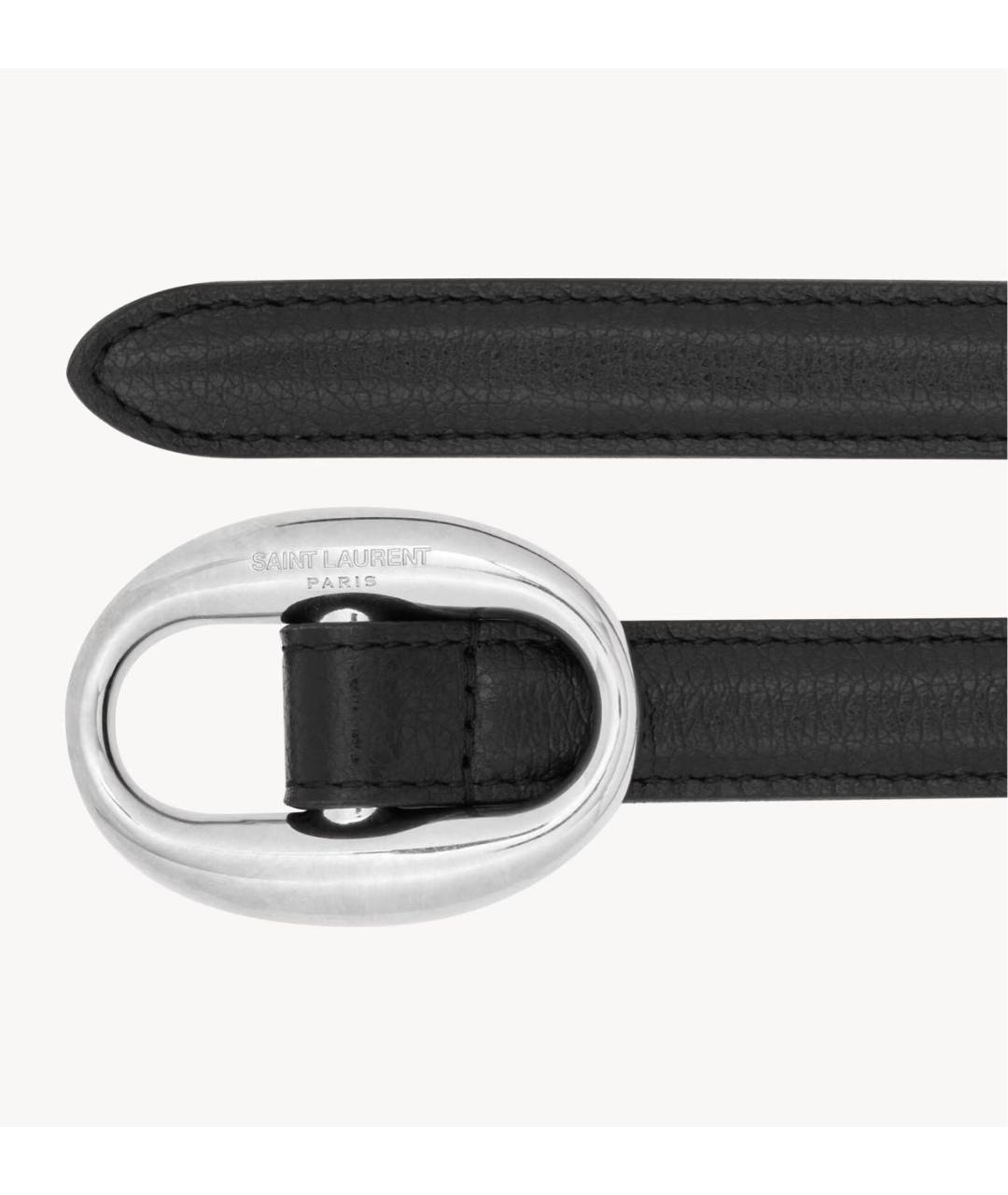 SAINT LAURENT Черный кожаный ремень, фото 2