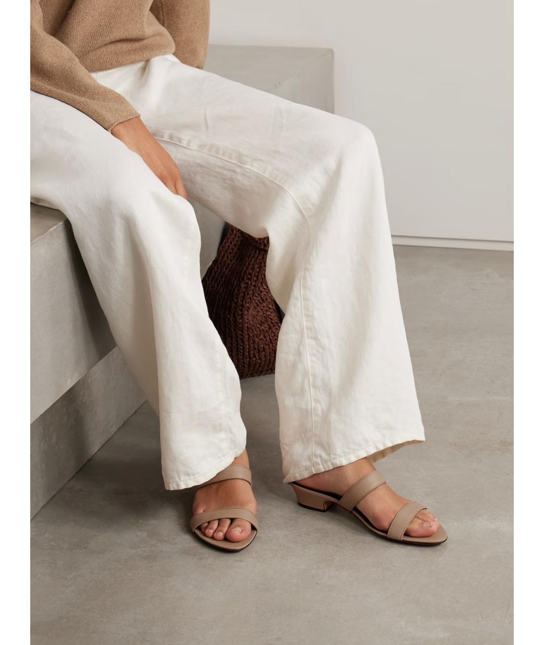 THE ROW Бежевые кожаные мюли, фото 2