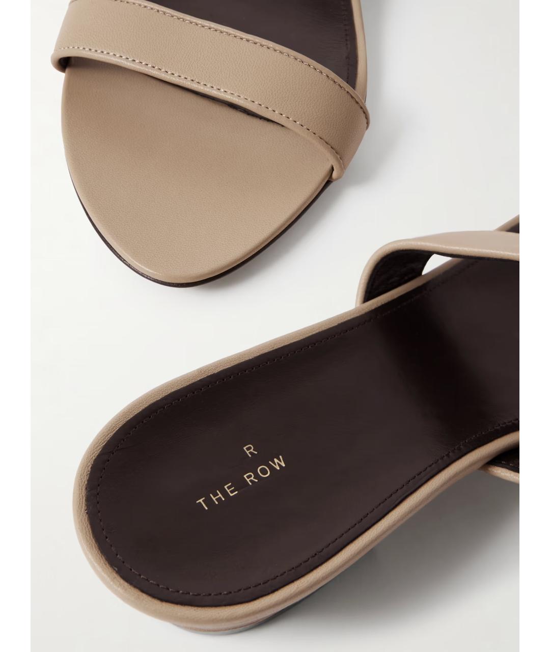 THE ROW Бежевые кожаные мюли, фото 4