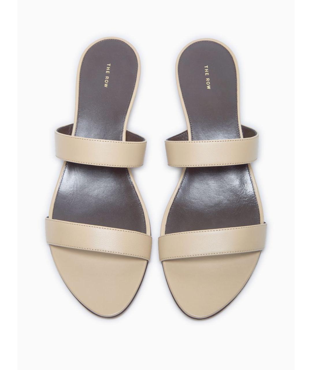 THE ROW Бежевые кожаные мюли, фото 5