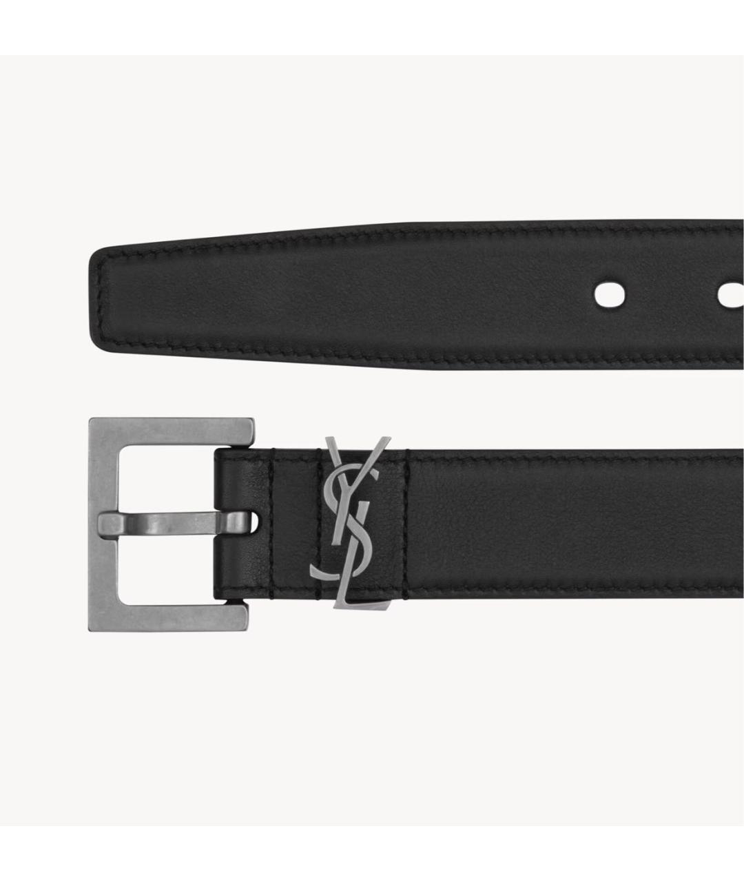 SAINT LAURENT Черный кожаный ремень, фото 2