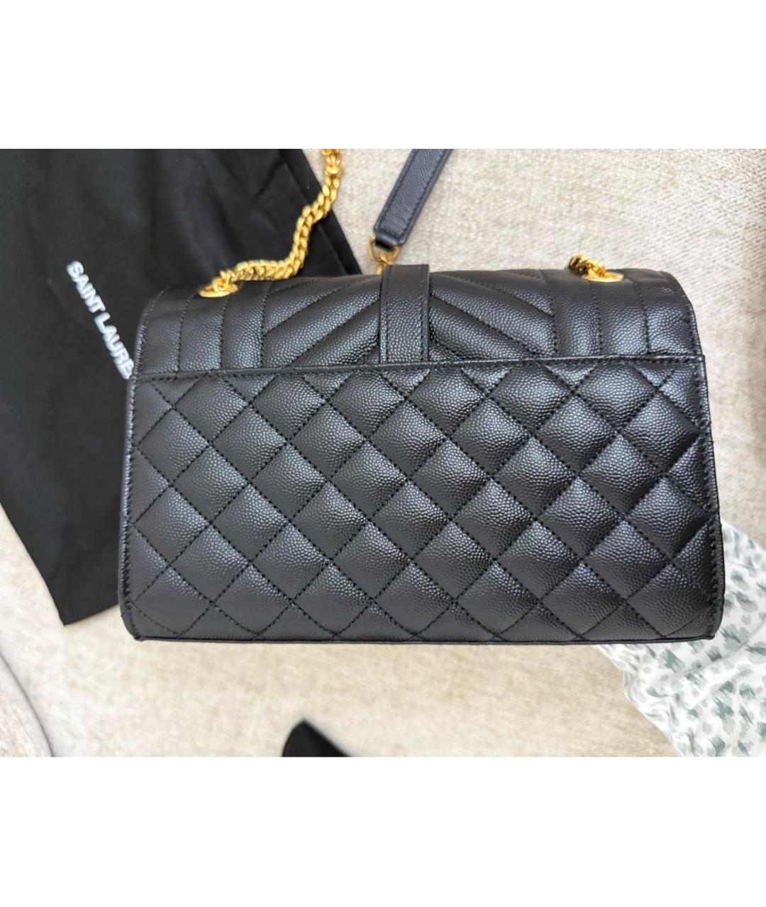 SAINT LAURENT Черная кожаная сумка через плечо, фото 3