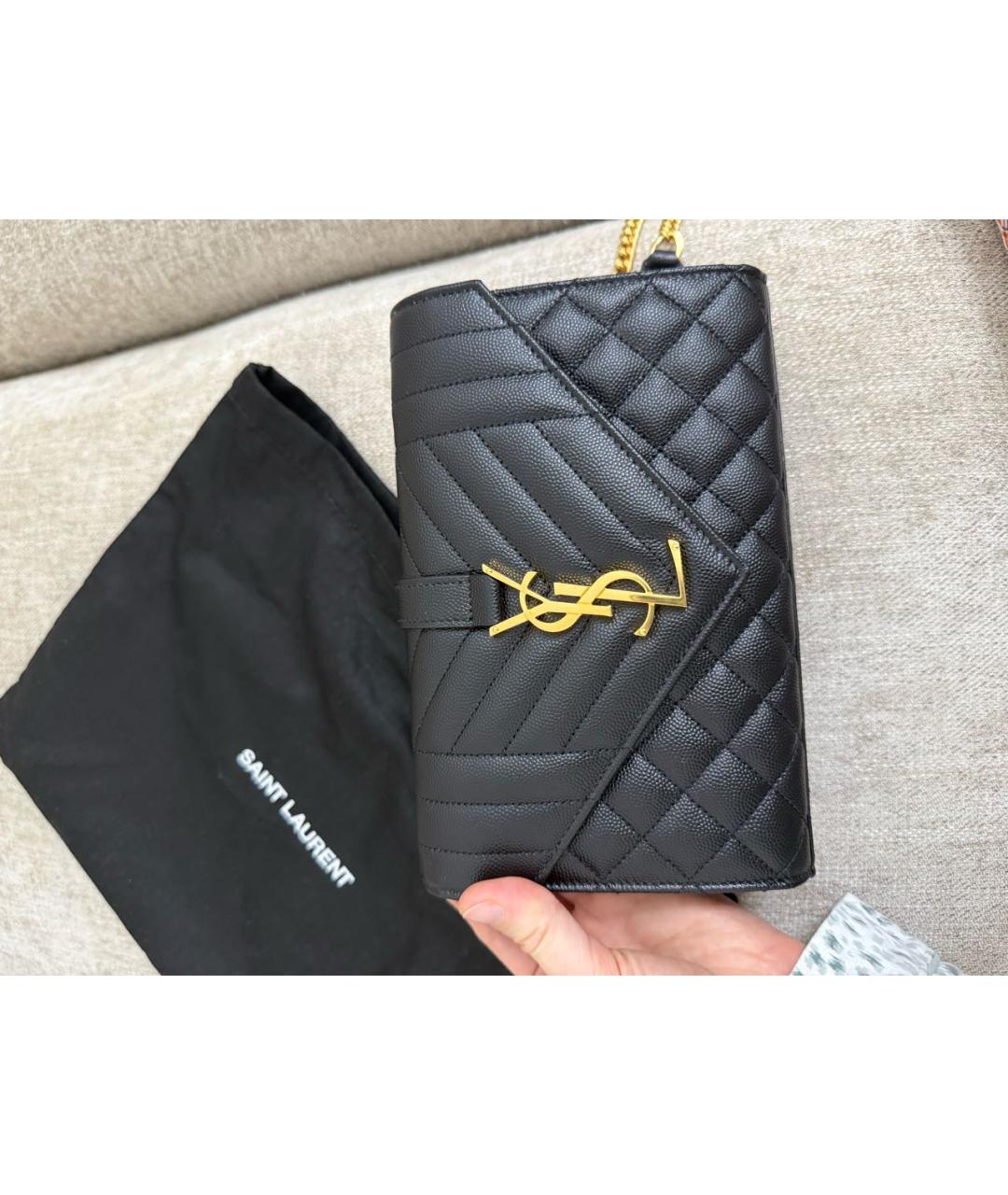 SAINT LAURENT Черная кожаная сумка через плечо, фото 7