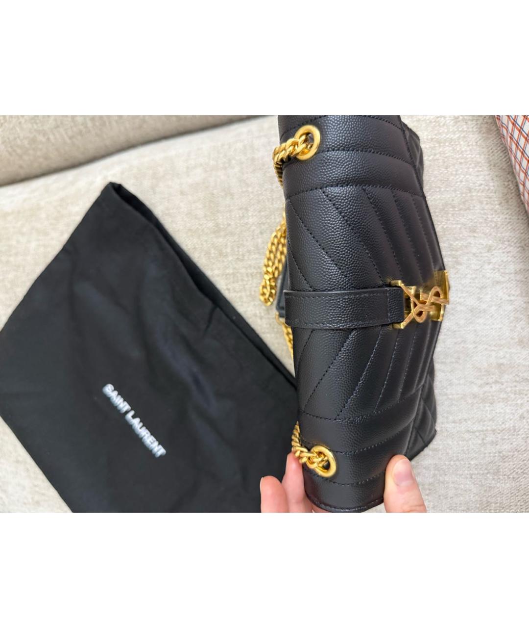 SAINT LAURENT Черная кожаная сумка через плечо, фото 6