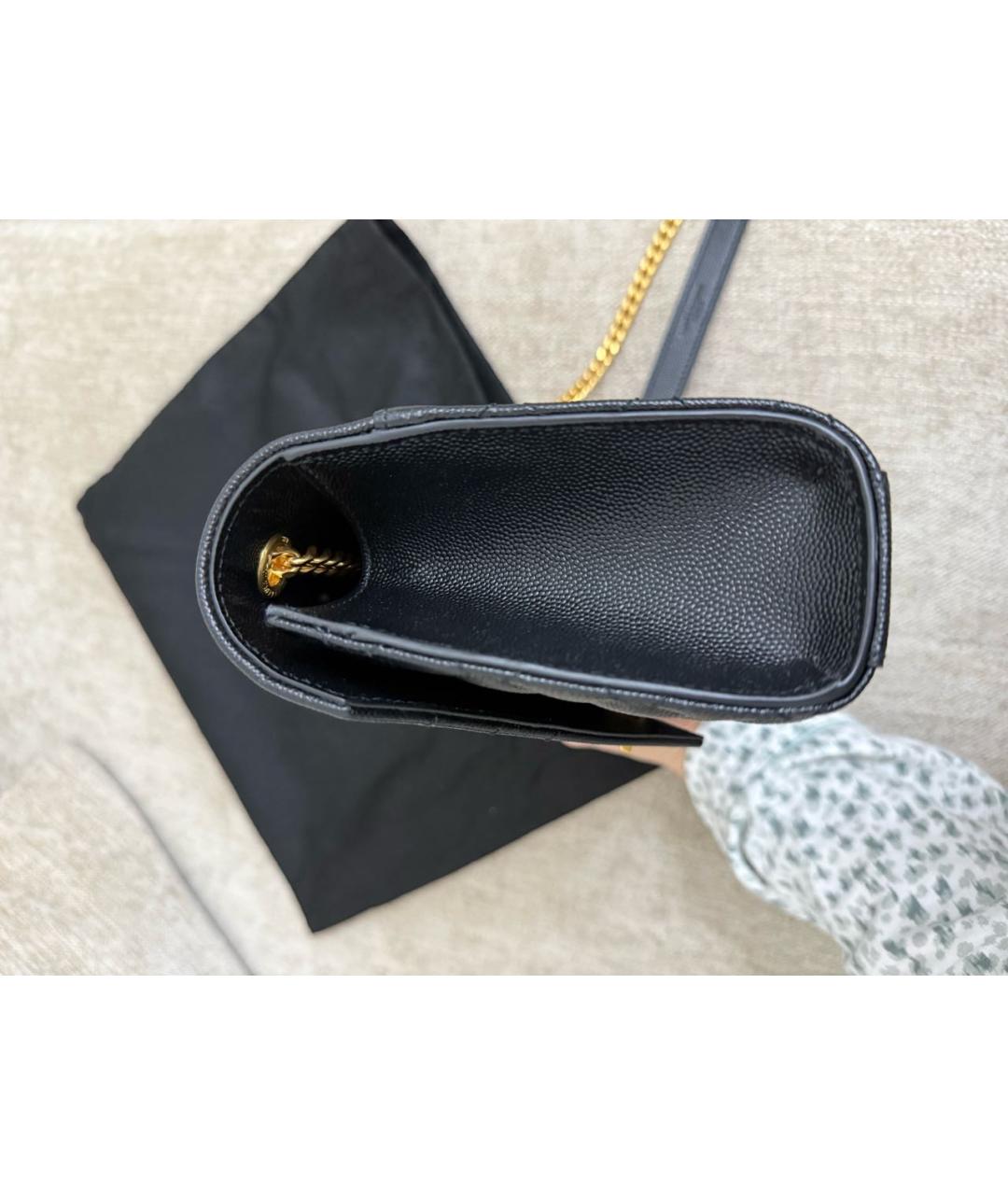 SAINT LAURENT Черная кожаная сумка через плечо, фото 4