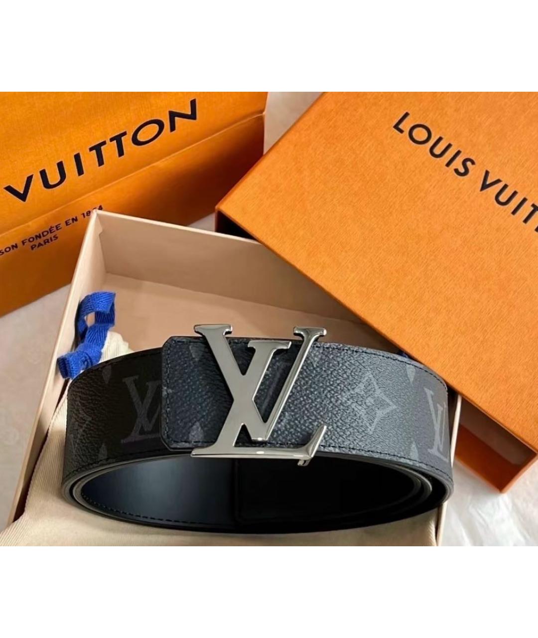 LOUIS VUITTON Черный кожаный ремень, фото 4