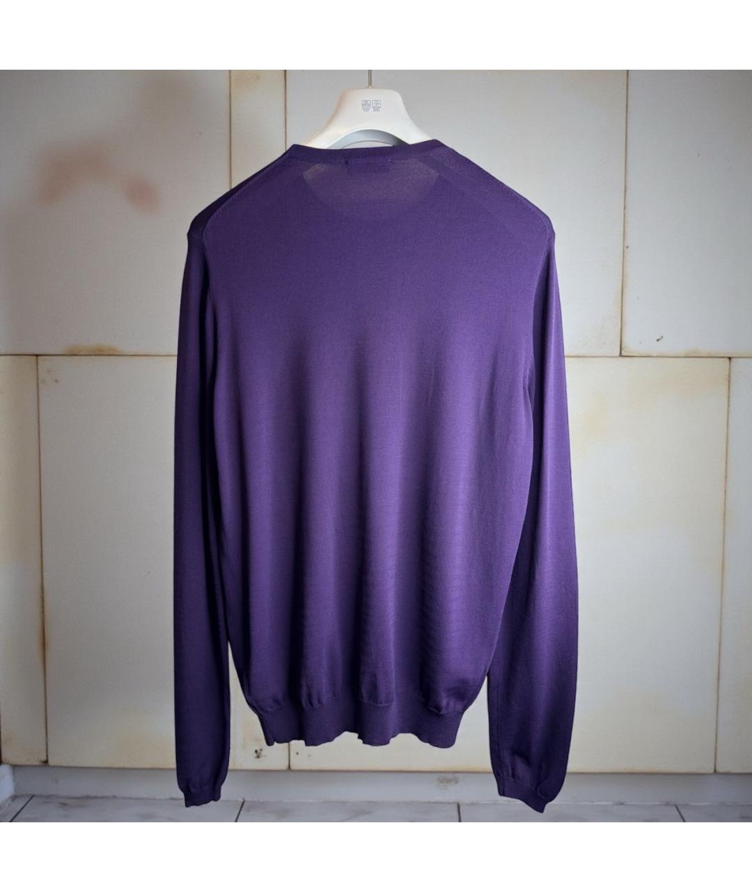 PRADA Фиолетовый шелковый джемпер / свитер, фото 5